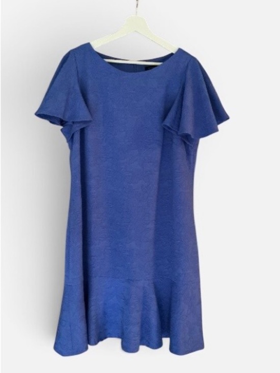 Tommy Hilfiger Dresses & Skirts - Tommy Hilfiger Cornflower Blue Flutter-Sleeve Midi Dress with Raised Pattern